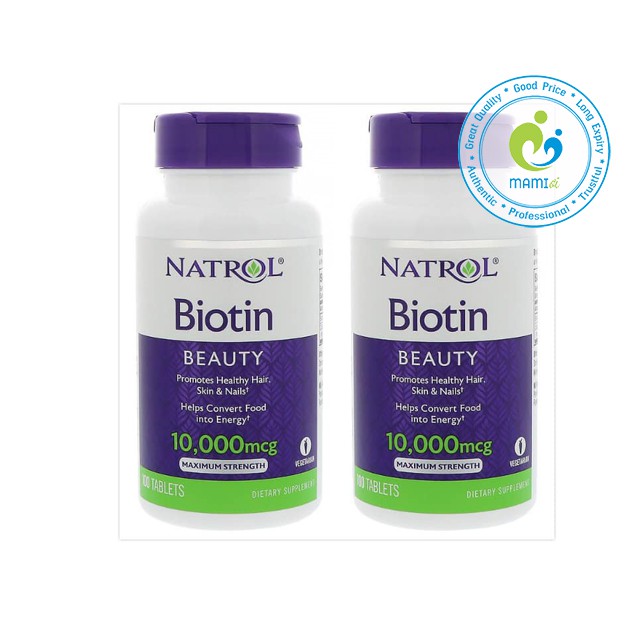 Viên uống (100v) hỗ trợ mọc tóc, móng khỏe cho người từ 12 tuổi trở lên Natrol Biotin Maximum Strength 10000mcg, USA | BigBuy360 - bigbuy360.vn