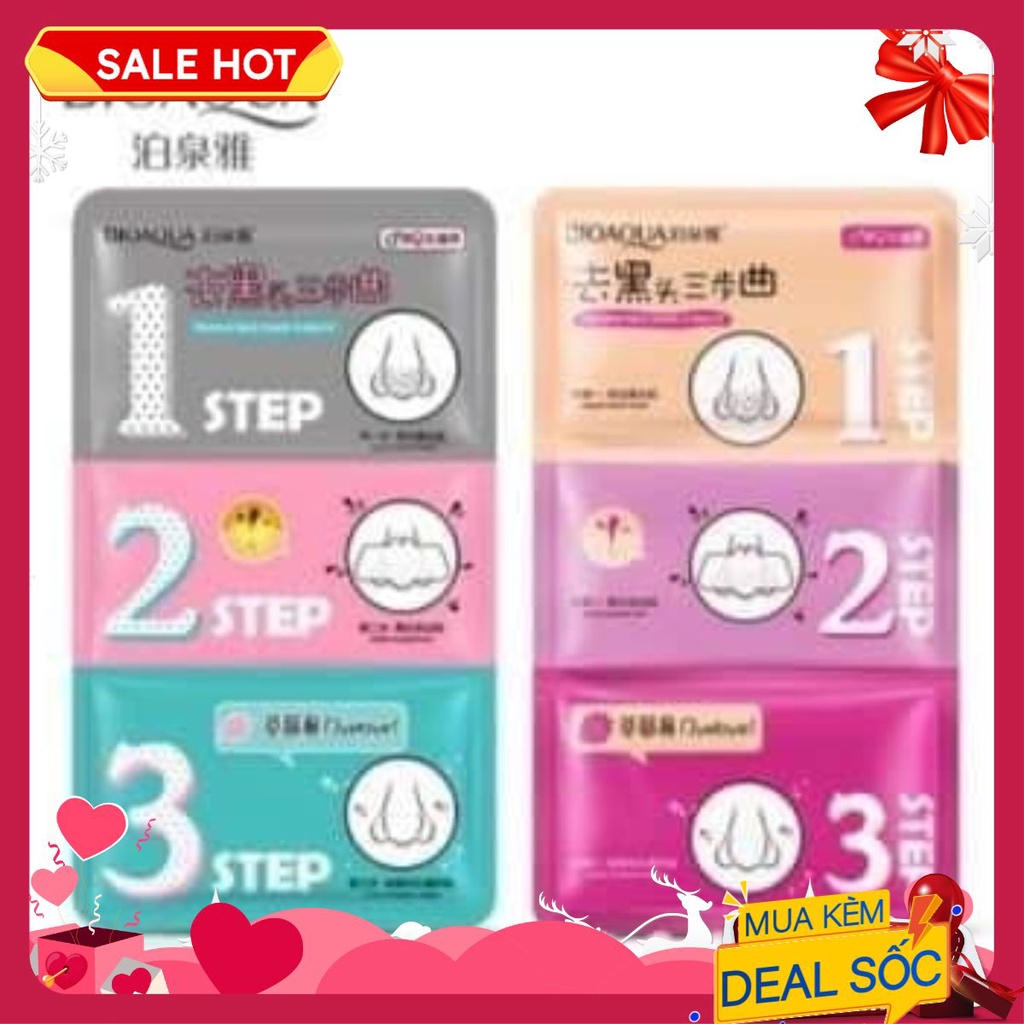 Set Lột Mụn Đầu Đen 3 Miếng Bioaqua - Siêu Phẩm Lột Mụn Đầu Đen Mũi