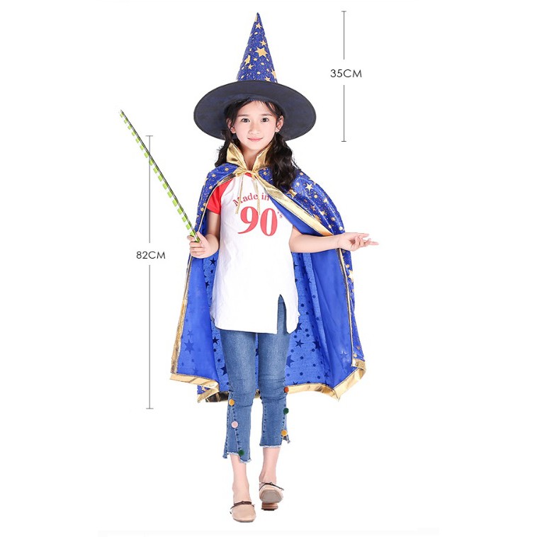 Bộ Áo choàng Phù thủy kèm Mũ cho bé Hóa trang Halloween