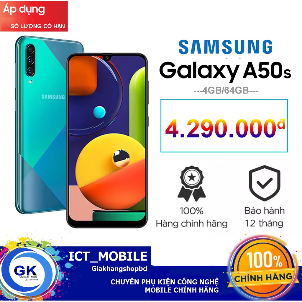 [Nguyên seal] Điện thoại Samsung Galaxy A50s 2019 4GB/64GB - Chính Hãng Samsung