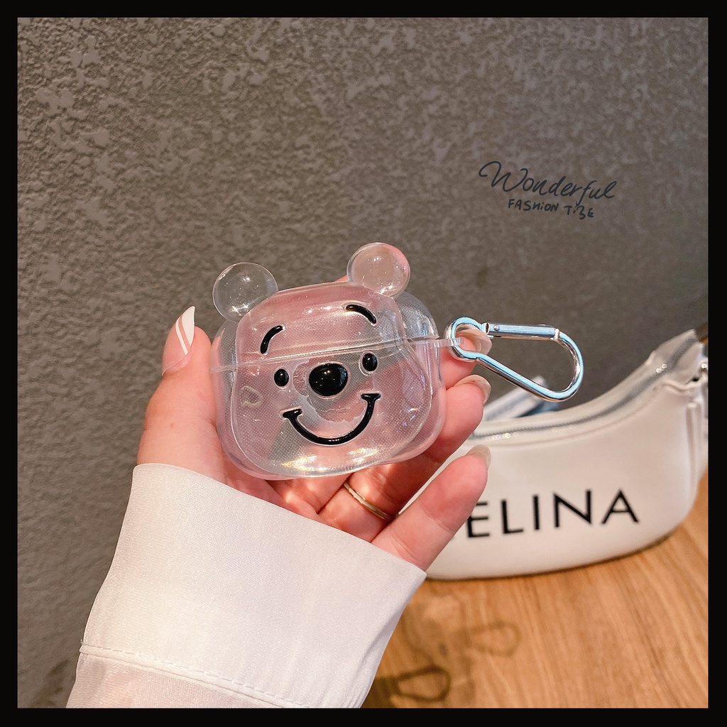 Vỏ Bảo Vệ Hộp Sạc Tai Nghe bluetooth Không Dây Airpods Pro 3 / 1 / 2 / 3 Bằng Silicon Mềm Trong Suốt Hình Winnie-Poh Dễ Thương