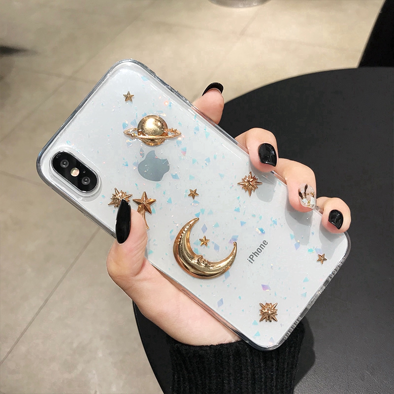 Ốp Điện Thoại Họa Tiết Trăng Sao Cho iPhone 11 12 Pro Max X XS Max 8 7 6 6S Plus SE 2020
