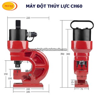 Máy đột lỗ thủy lực CH60 đỏ-Đột bản dày 5mm