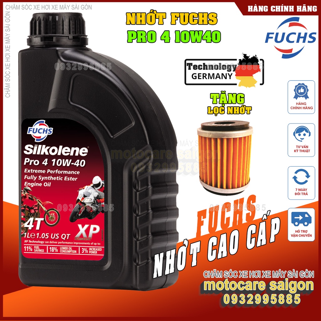 (TẶNG LỌC NHỚT SU/YA CHÍNH HÃNG) Nhớt FUCHS Silkolene pro4 10w40