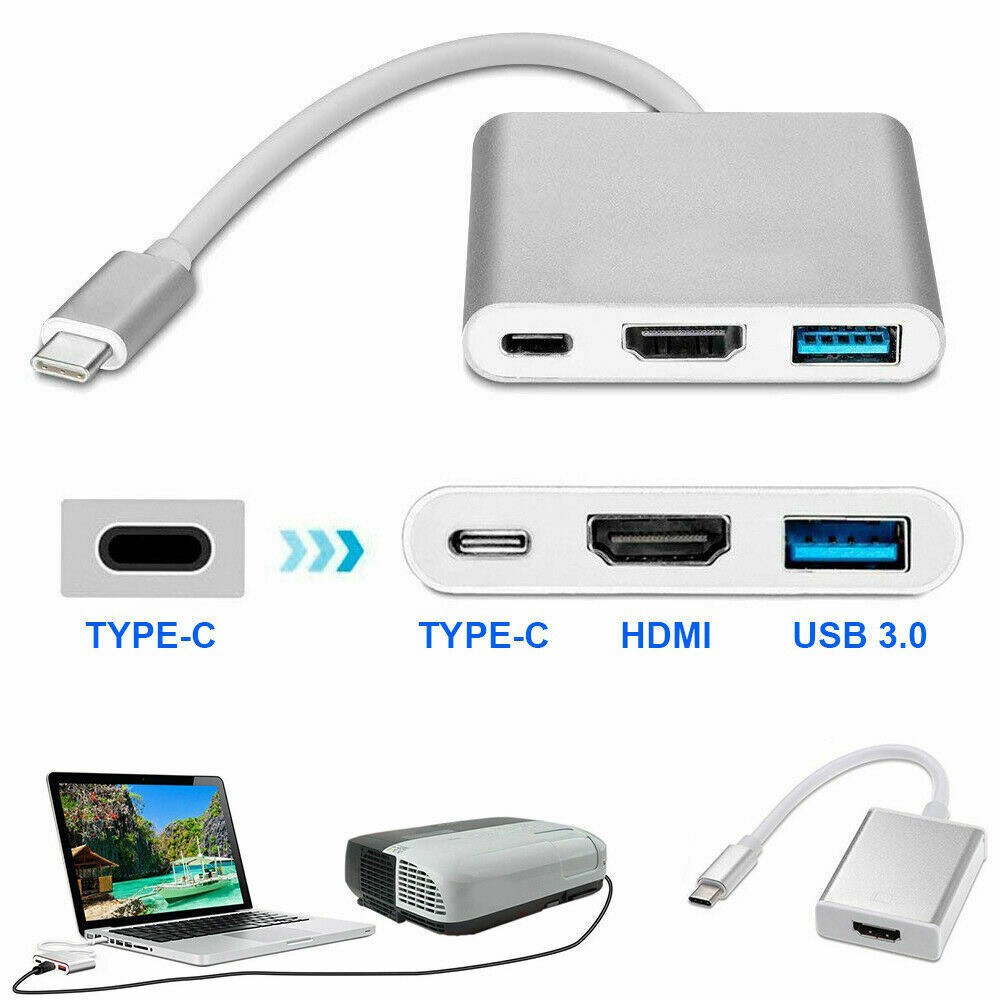 Cáp TypeC 3.1  chuyển đổi 3 trong 1  ra 3 cổng USB 3.0 - HDMI 4k và Type C 3.0 thích hợp dùng cho Iphone và samsung