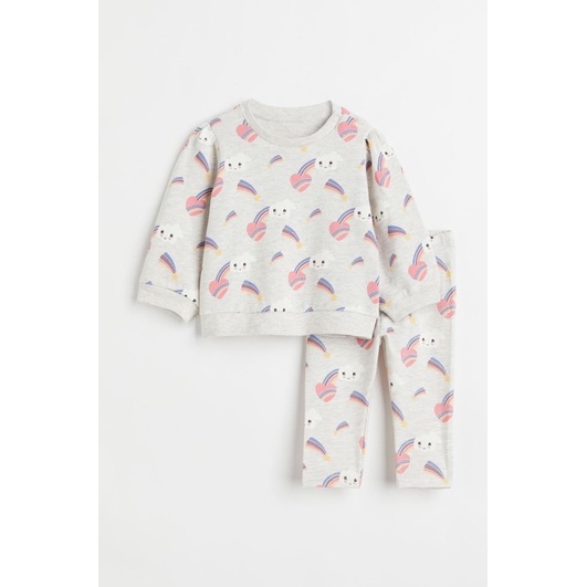 Set 2 bộ nỉ dài tay bé gái