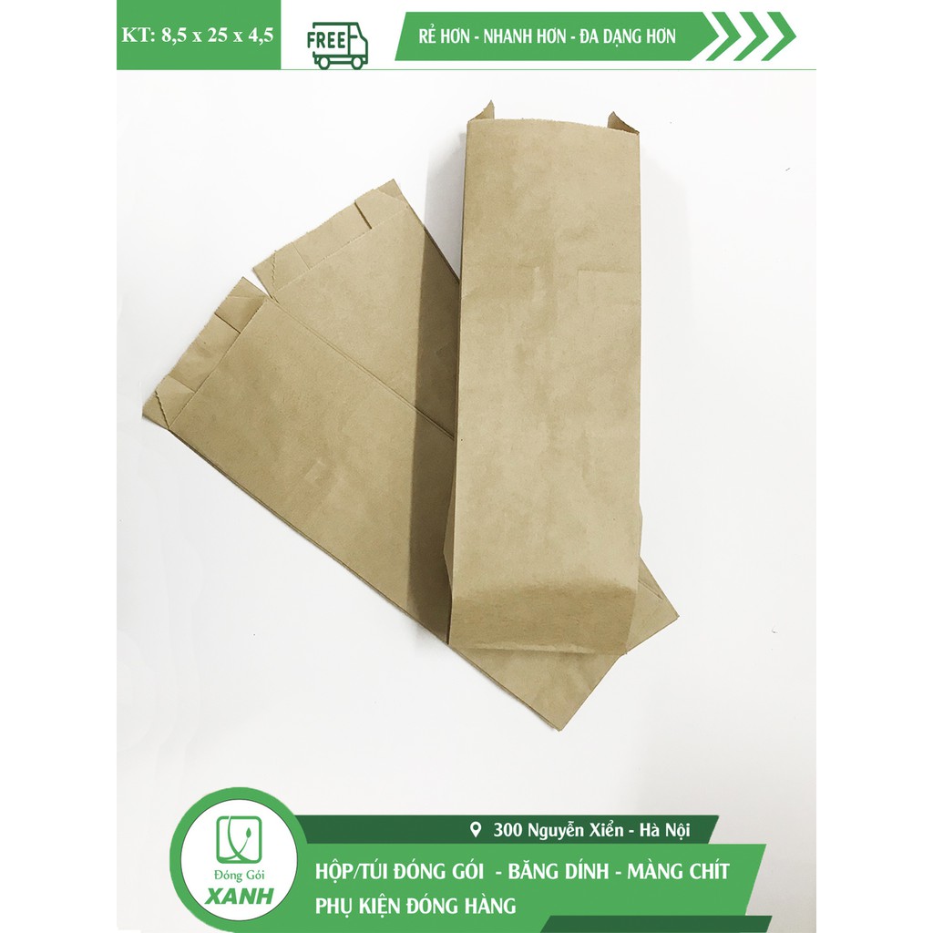 Combo 100 túi giấy Kraft đựng bánh mì các kích thước