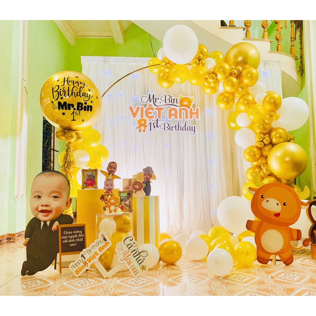 Trụ Bóng Bay Jumbo Khổng Lồ Cao 2m Trang Trí Sinh Nhật Bằng Inox Bền Đẹp Full Bộ - Kemshop K85