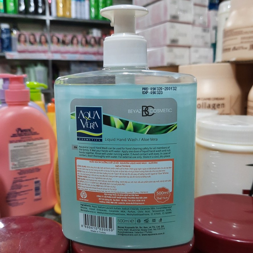 Nước Rửa Tay Tinh Chất Lô Hội Aquavera 500ml