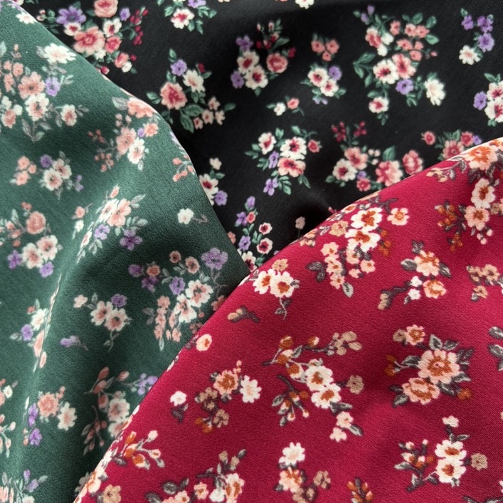 [Ảnh thật] Đầm midi hoa nhí tay dài cột nơ