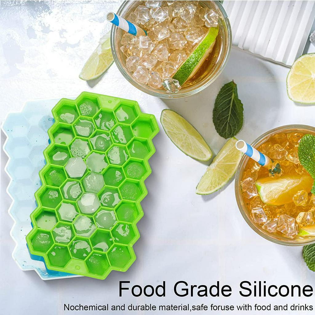 Khay làm đá hình tổ ong bằng nhựa silicone thực phẩm 37 viên