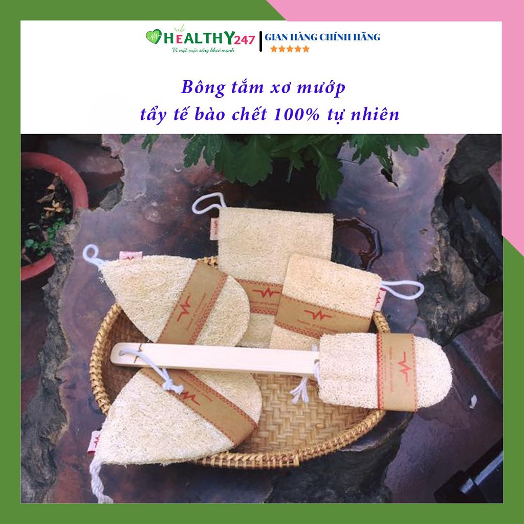 Bộ Muối tắm Epsom và Bông tắm Xơ mướp chăm sóc da tẩy tế bào chết Healthy247
