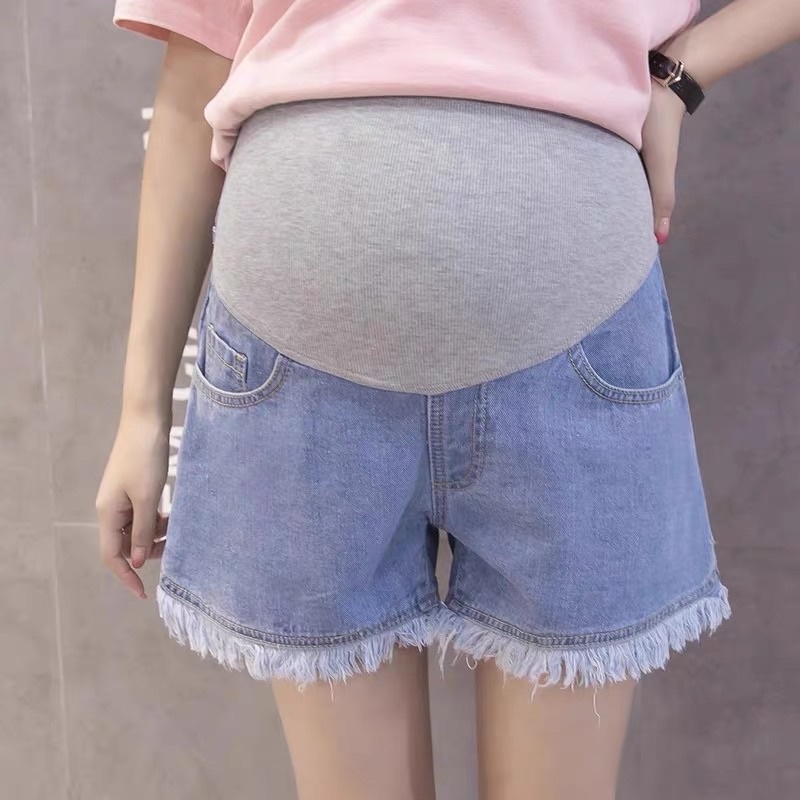 Quần sooc bầu❤chất jean xịn loại 1co giãn thỏa mái❤️quần đùi bầu có chun chỉnh theo từng thai kỳ❤️size s~2xl QB103 JE