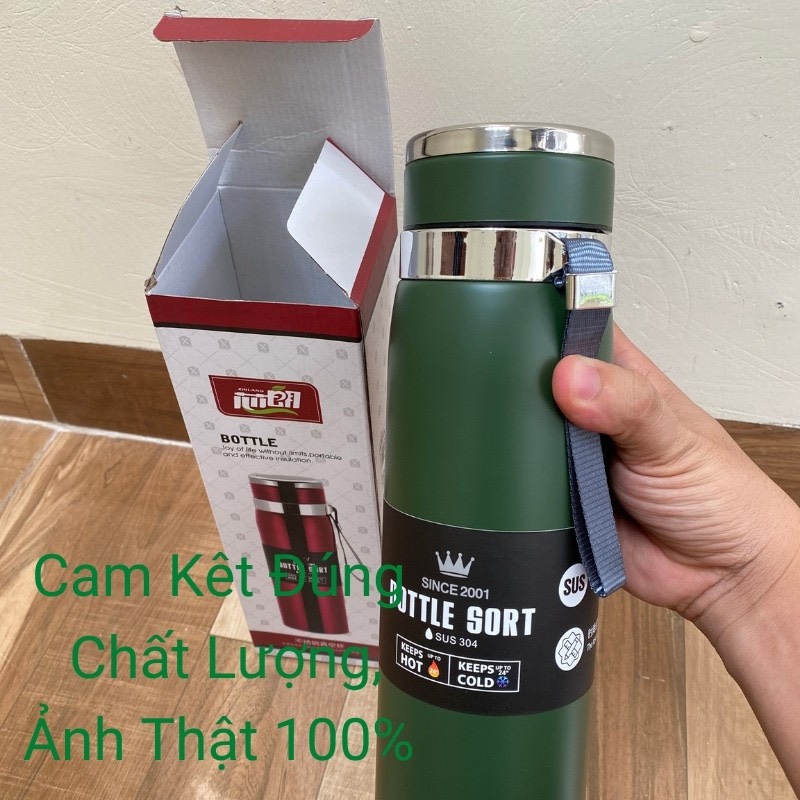 Bình giữ nhiệt inox cao cấp 4 lớp có nắp lọc trà lõi thép chống gỉ 800ml DUYÊN CƯỜNG 102