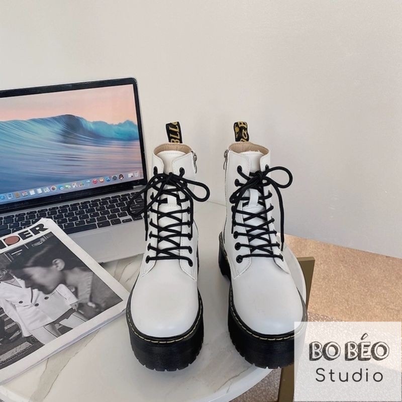 LEATHER PLATFORM BOOTS B420 - BỐT ULZZANG ĐẾ CAO 5CM MÀU ĐEN