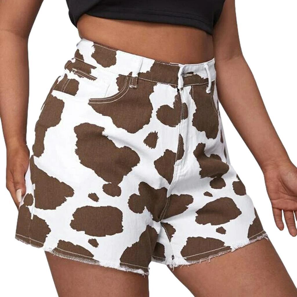 Quần Short Jeans Lưng Cao In Họa Tiết Thời Trang Dành Cho Nữ