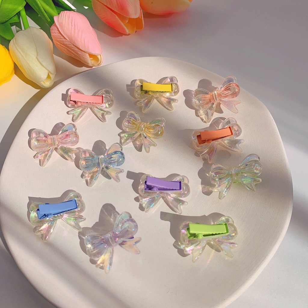Set 2 kẹp nơ trong suốt xinh xắn Tatitava