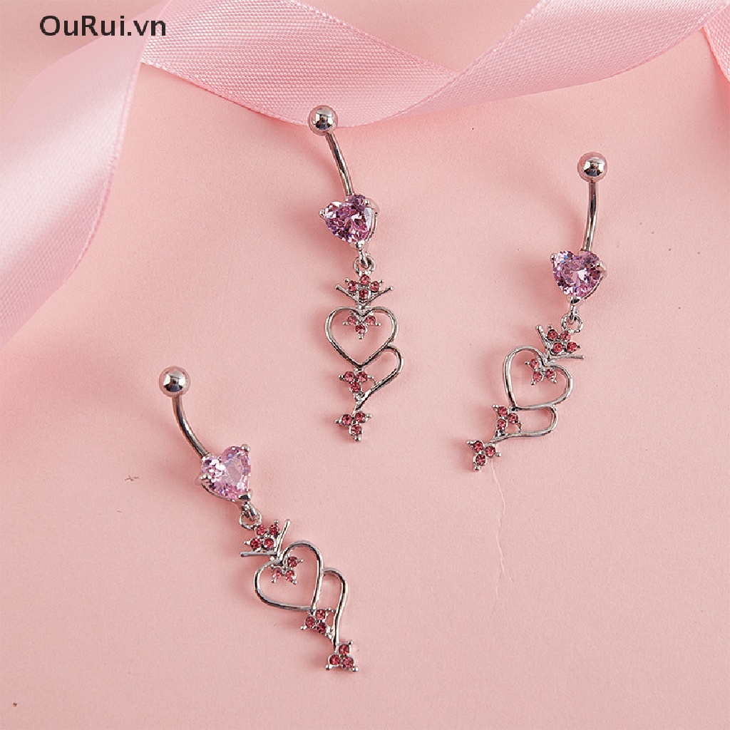 Khuyên Rốn Hình Trái Tim Đính Đá Lấp Lánh