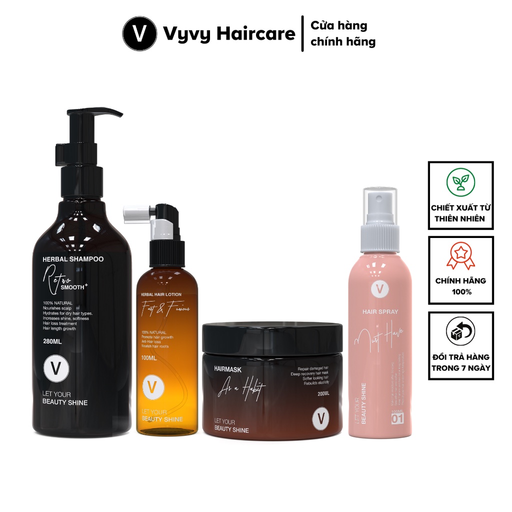 Combo 11 Phục Hồi tóc Hư tổn, Phủ Bóng tóc, cho mái tóc bóng mượt VyvyHaircare 730ml