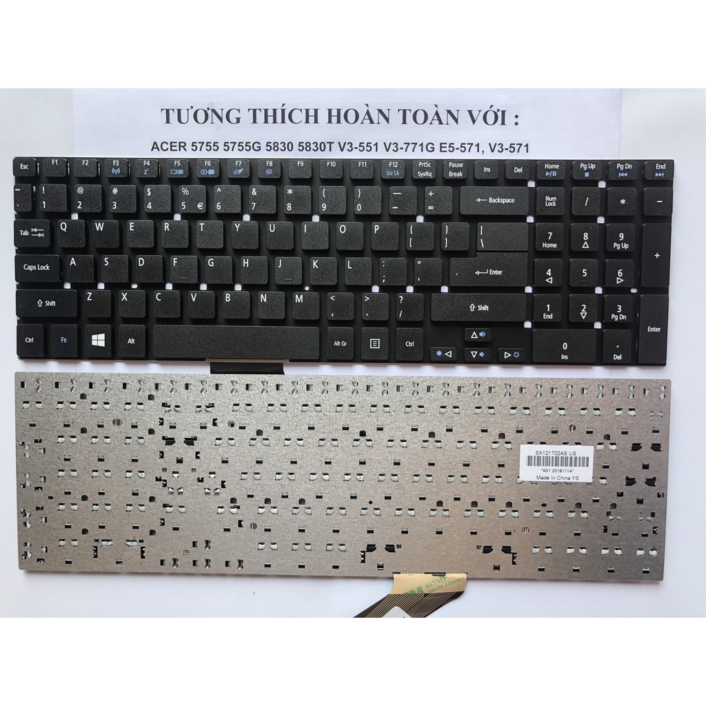 Bàn phím cho Acer Aspire 5830 5830G 5830T 5755 5755G V3-551 v3-771G Hàng Mới 100% Bảo Hành Toàn Quốc