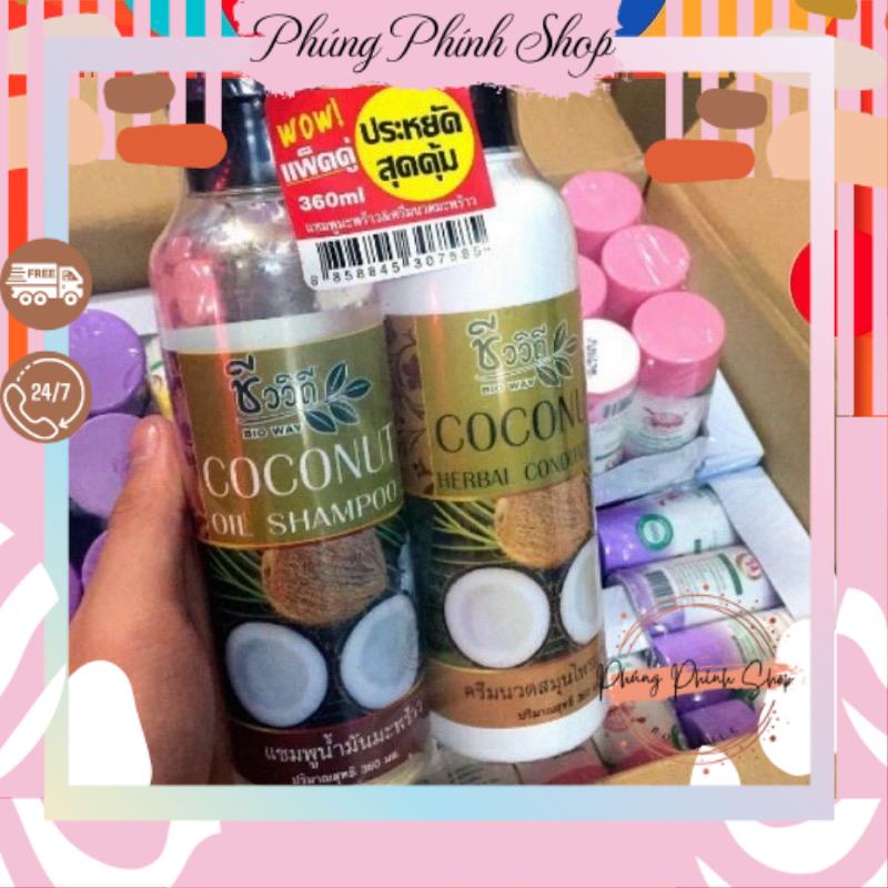 { HÀNG NỘI ĐỊA THÁI} BỘ DẦU GỘI + DẦU XẢ DỪA COCONUT Thái Lan