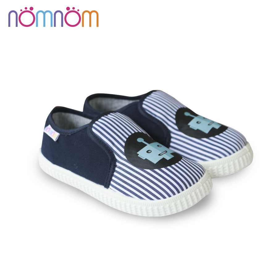 Giày slipon bé trai nomnom EPB1934 kẻ xanh