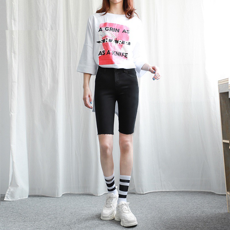 quần short jean NGỐ MÀU ĐEN TUA LAI SN-D1-8