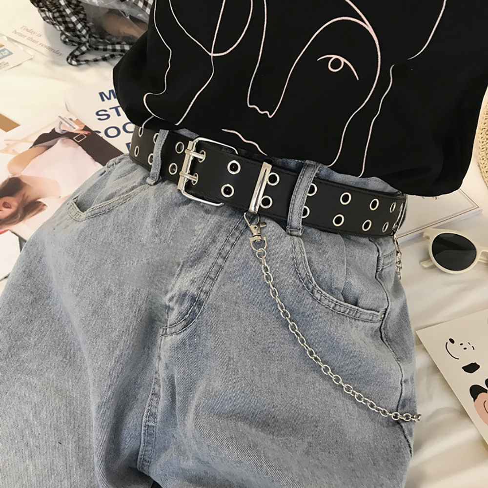 Thắt lưng phối hai hàng chốt cài phong cách punk cho nam nữ MXMUSTY
