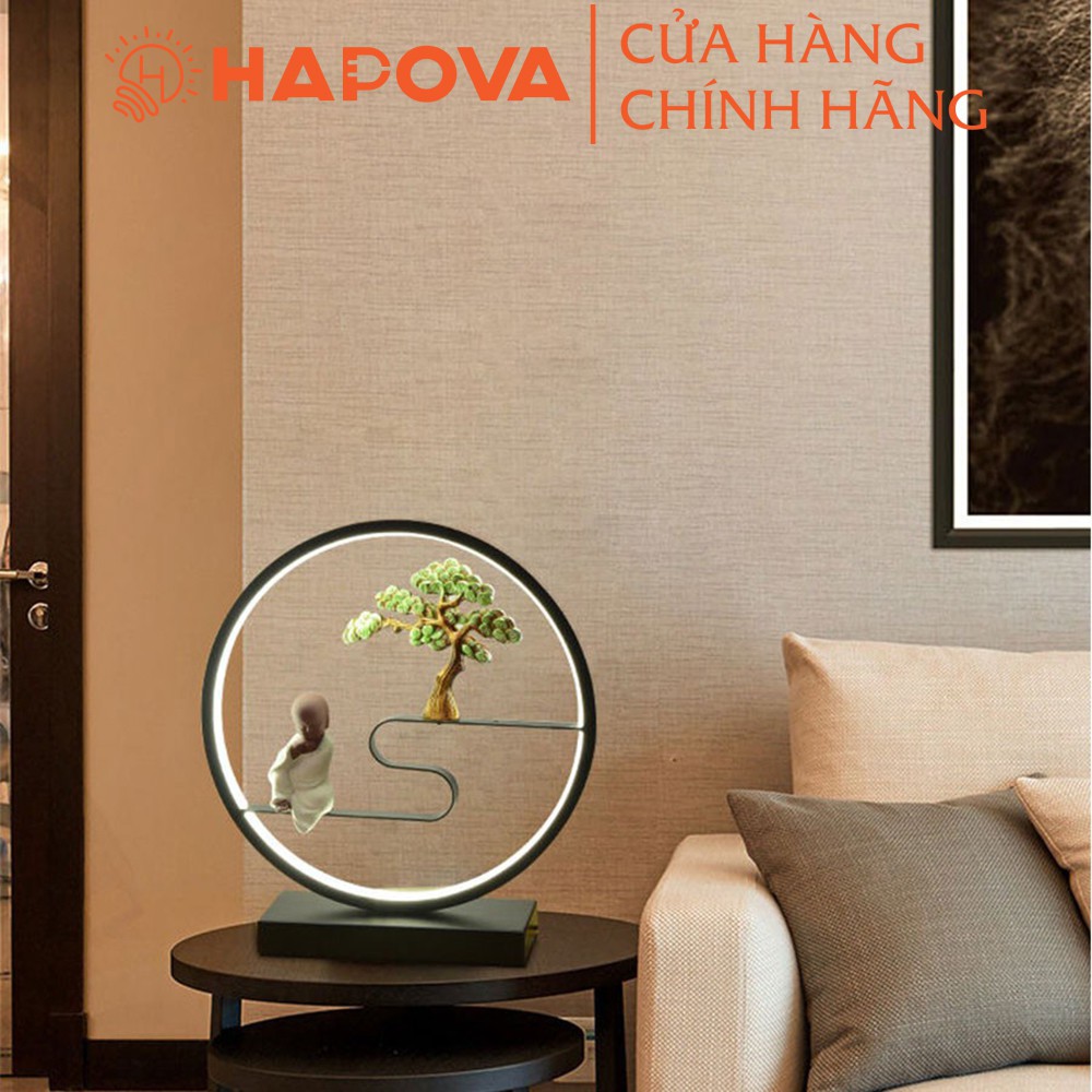 Đèn để bàn, đèn ngủ để bàn HAPOVA AMORY trang trí sang trọng có 3 chế độ sáng, bảo hành 12 tháng DGT 3028
