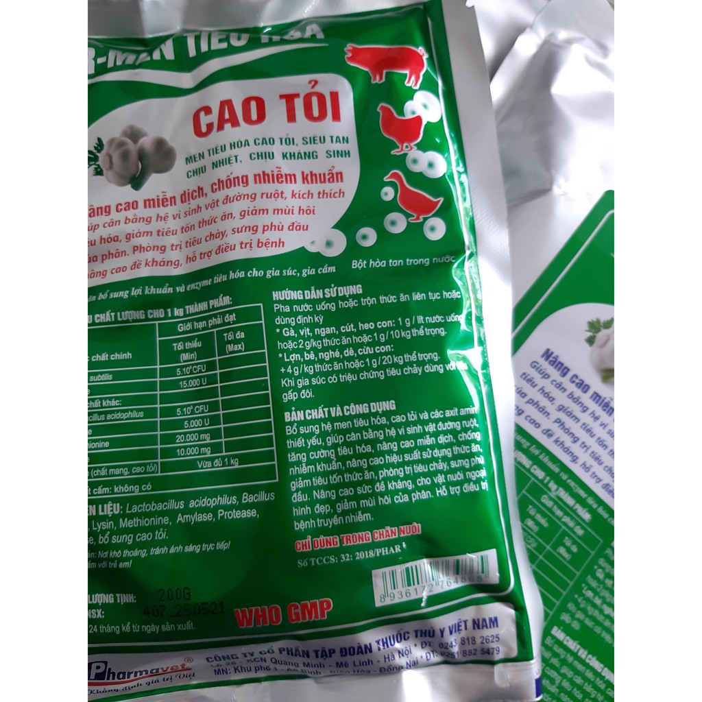 200g men tiêu hóa cao tỏi, siêu tan, chịu nhiệt, chịu k.h.áng s.inh