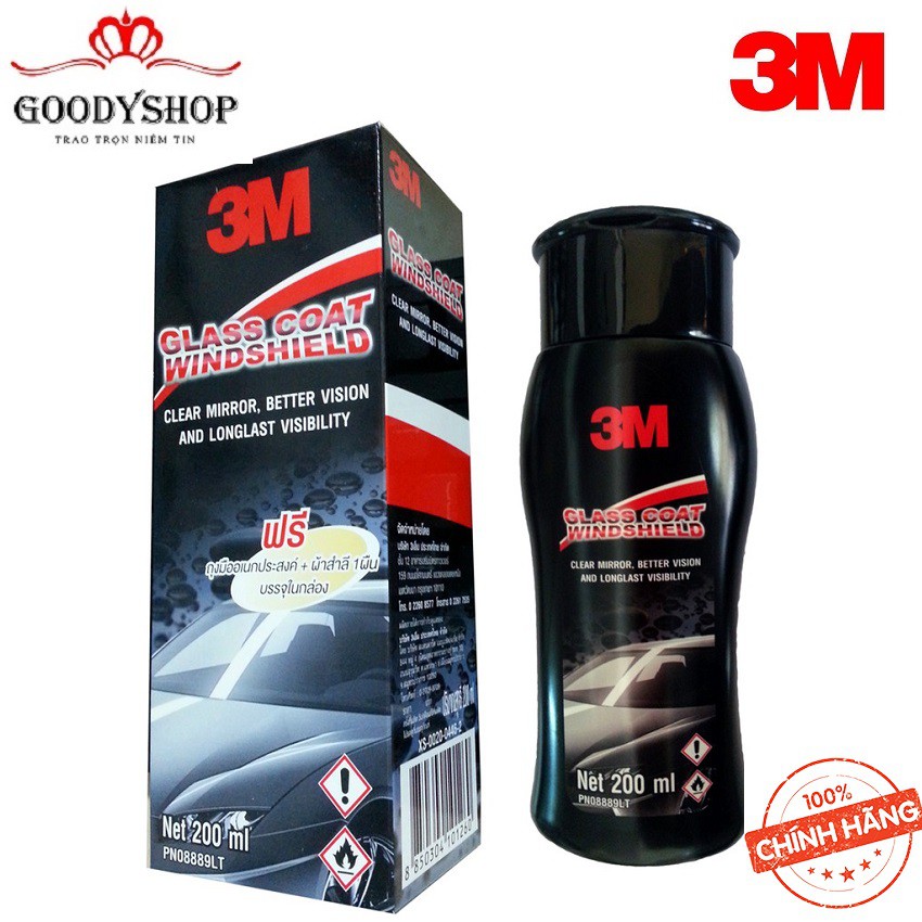 CHẤT CHỐNG BÁM NƯỚC CHO KÍNH Ô TÔ 3M PN8889LT GLASS COAT WINDSHIELD 200ML Goodyshop