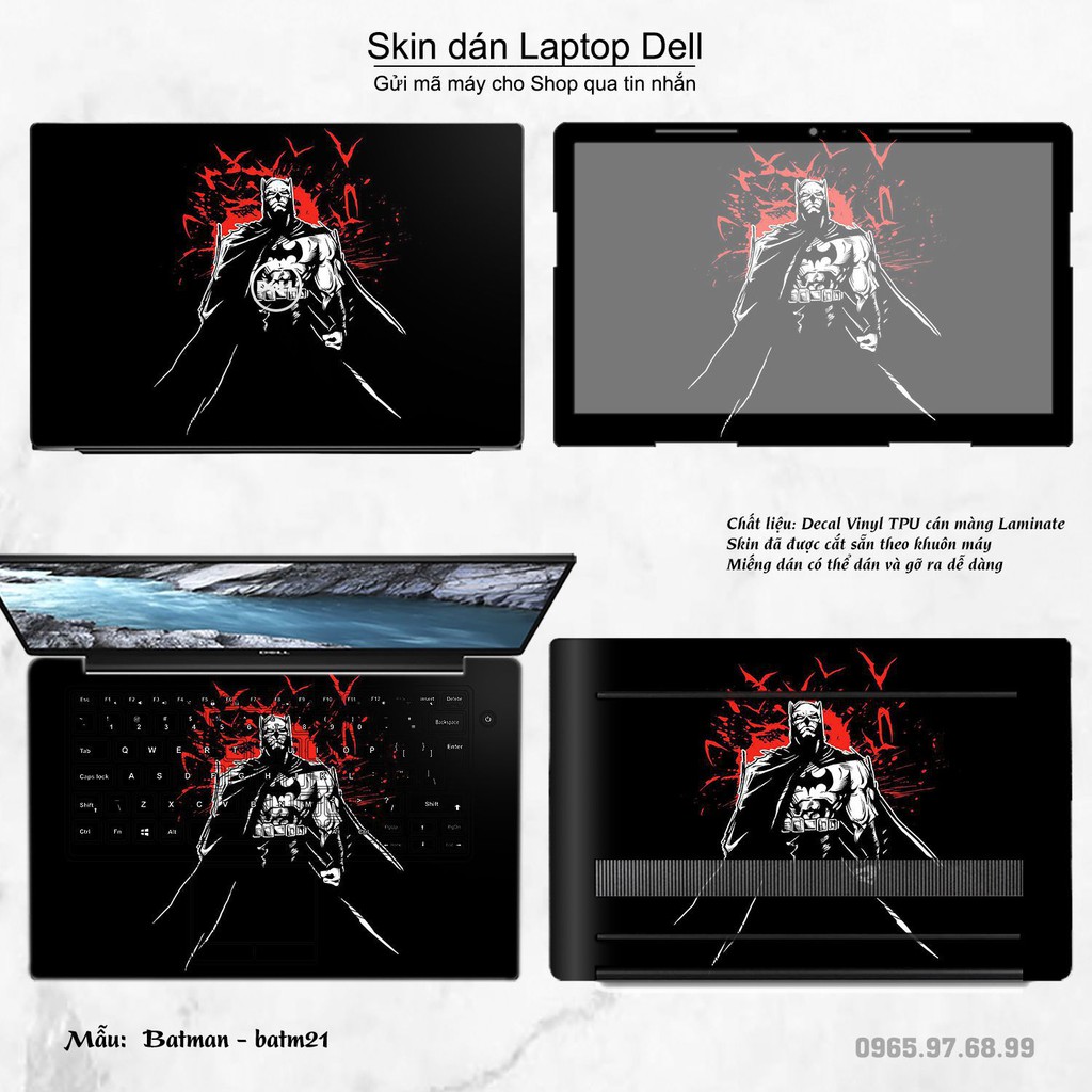 Skin dán Laptop Dell in hình Người dơi (inbox mã máy cho Shop)