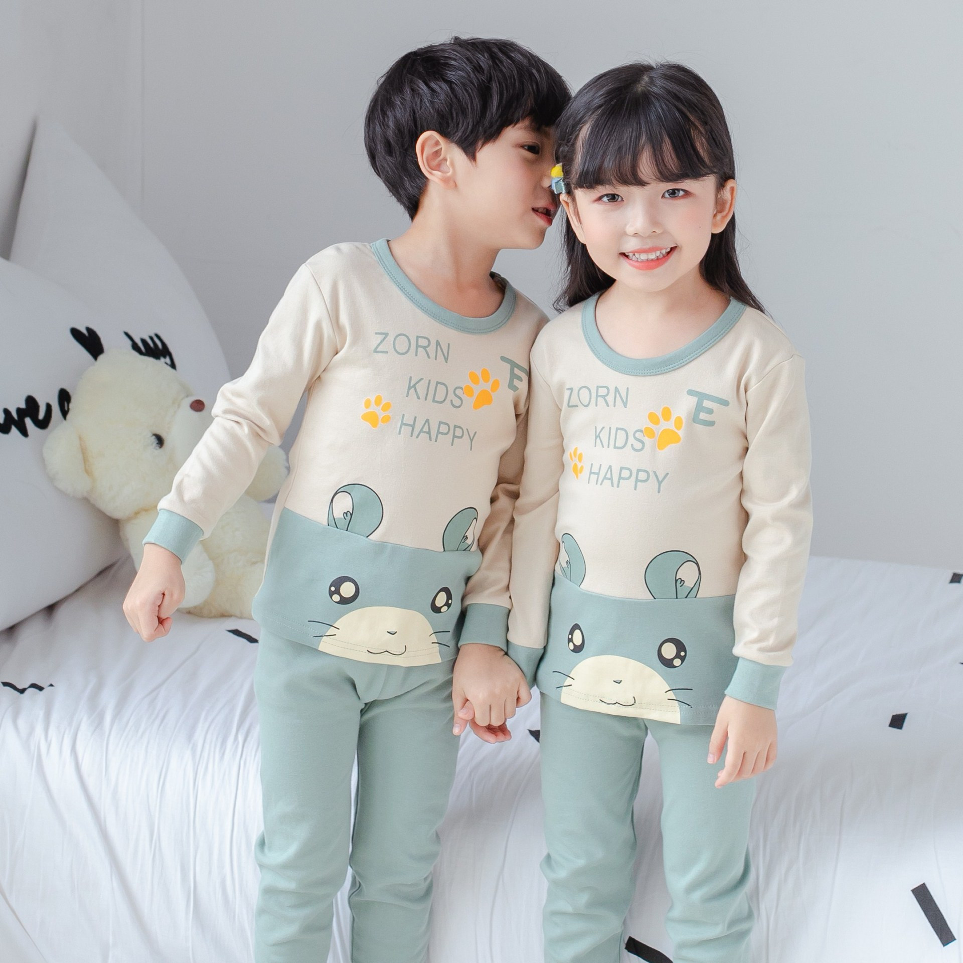 Bộ Đồ Ngủ Cotton Dài Tay 2 Món Xinh Xắn Dành Cho Bé