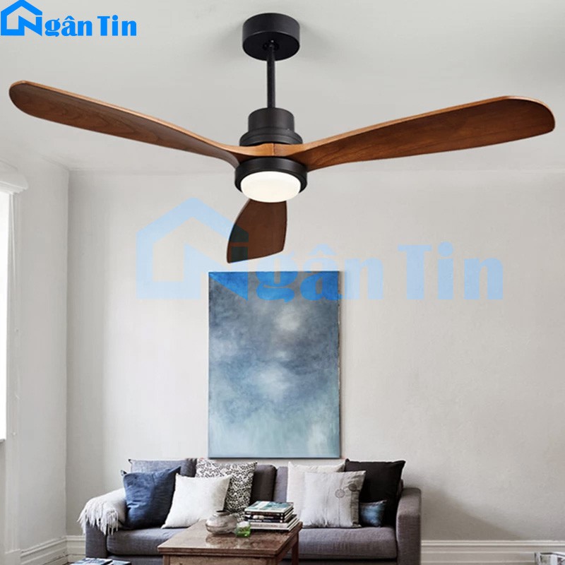 Quạt Trần Đèn Led 3 Cánh Gỗ Trang Trí Sảnh Phòng Khách Cao Cấp VF42 Ngân Tin