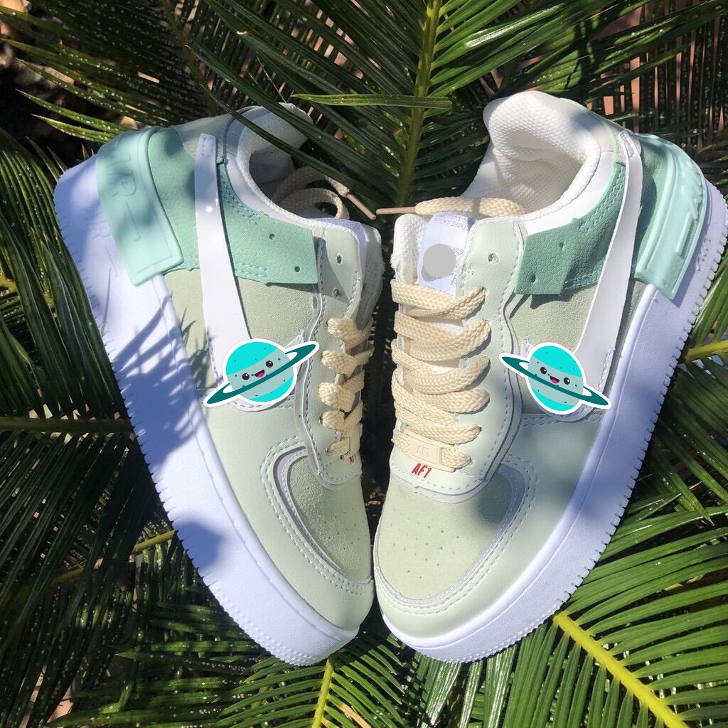 Giày thể thao air force 1 Xanh Ngọc, Giày AF1 Xanh Ngọc Da Lộn Hàng Cao Cấp Full Box + Bill