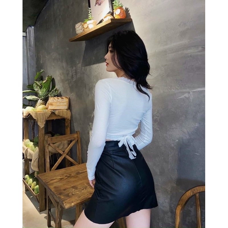 ÁO TAY DÀI PHỐI REN BUỘC DÂY CHẤT THUN GÂN (C-H)