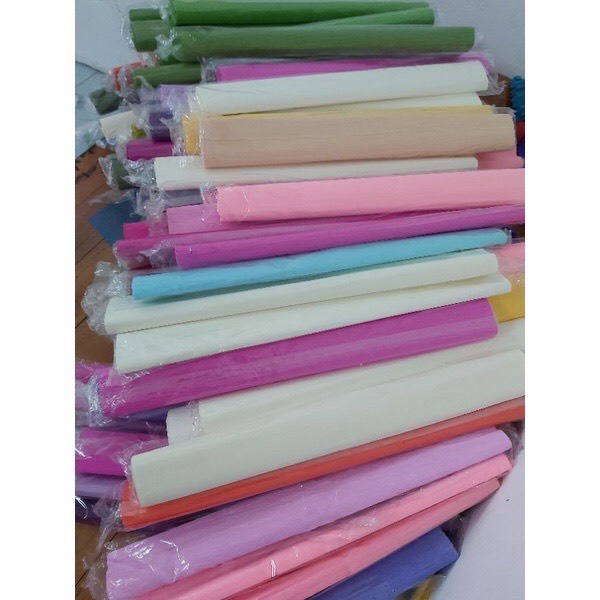 Giấy nhún, giấy nhăn trang trí, bản rộng 50cm dài 2.5m dùng làm hoa, gói hoa đẹp