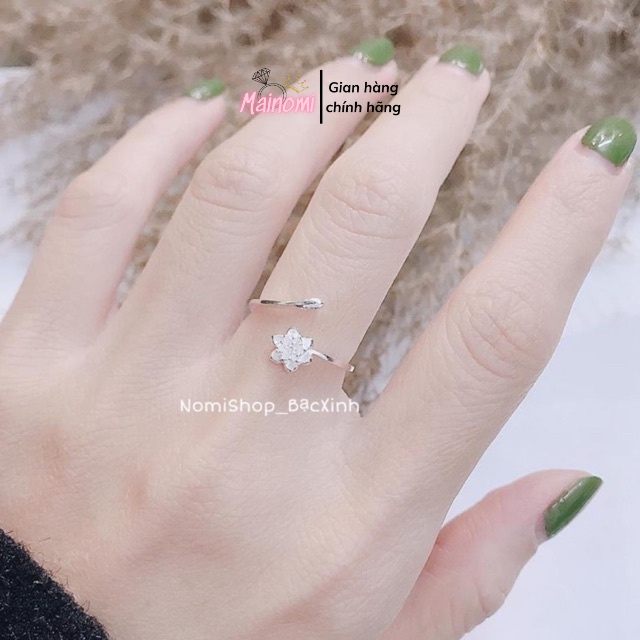 Nhẫn bạc ta hoa sen freesize, nhẹ nhàng tinh tế bông hoa sắc nét đep mê ly  Mainomi Shop Bạc Xinh