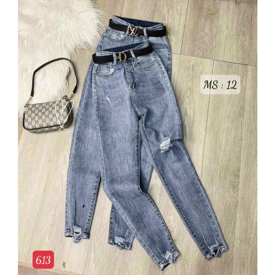 Quần jean nữ co giãn, quần bò lưng cao 9 tấc dáng ôm body cạp cao nhiều mẫu Bi_shop 173 ms612