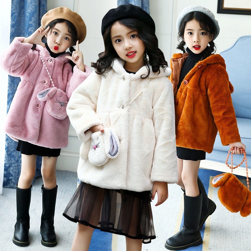 AT81346 [Ảnh thật] Áo khoác lông dày bé gái mặc mùa đông hàng nhập - Thời Trang Dương