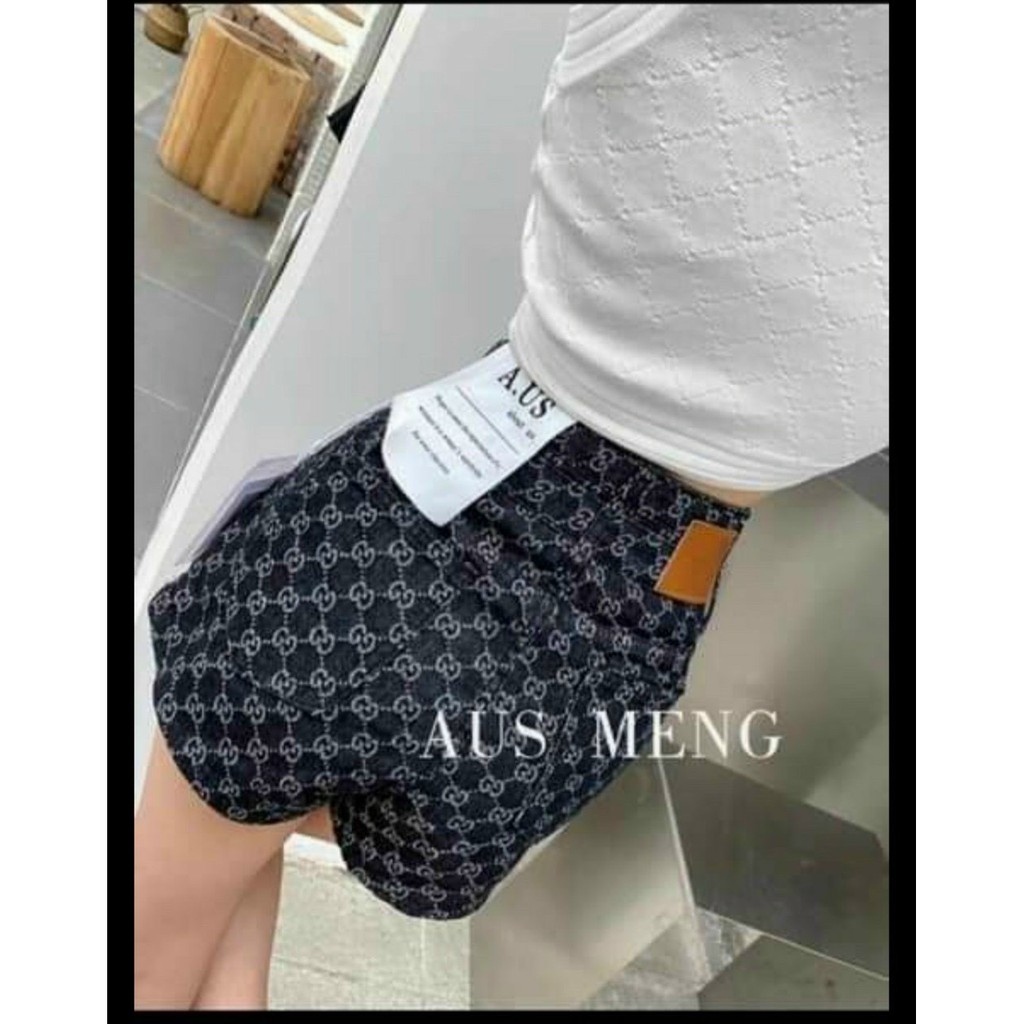 Quần shorts jean dệt chữ hiệu cực sang , chất jean dày dặn ( ảnh thật )