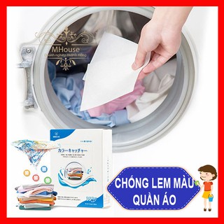 Hộp Giấy Giặt hút màu nhuộm Chống Lem Loang màu Quần áo,Túi Lưới Giặt Quần Áo