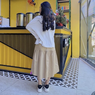 Chân váy xòe thô cạp chun basic ulzzang