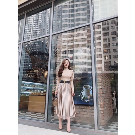 Chân váy nhung dập li 2 lớp quảng châu  mặc 2 mặt,chân váy quốc dân 4 mùa-MAI THỎ SHOP-