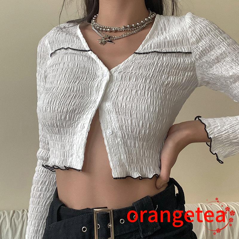 Áo thun cardigan dài tay màu trơn thời trang nữ thanh lịch
