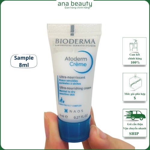 [Sample 8ml] Bioderma Kem dưỡng ẩm phục hồi Atoderm Crème