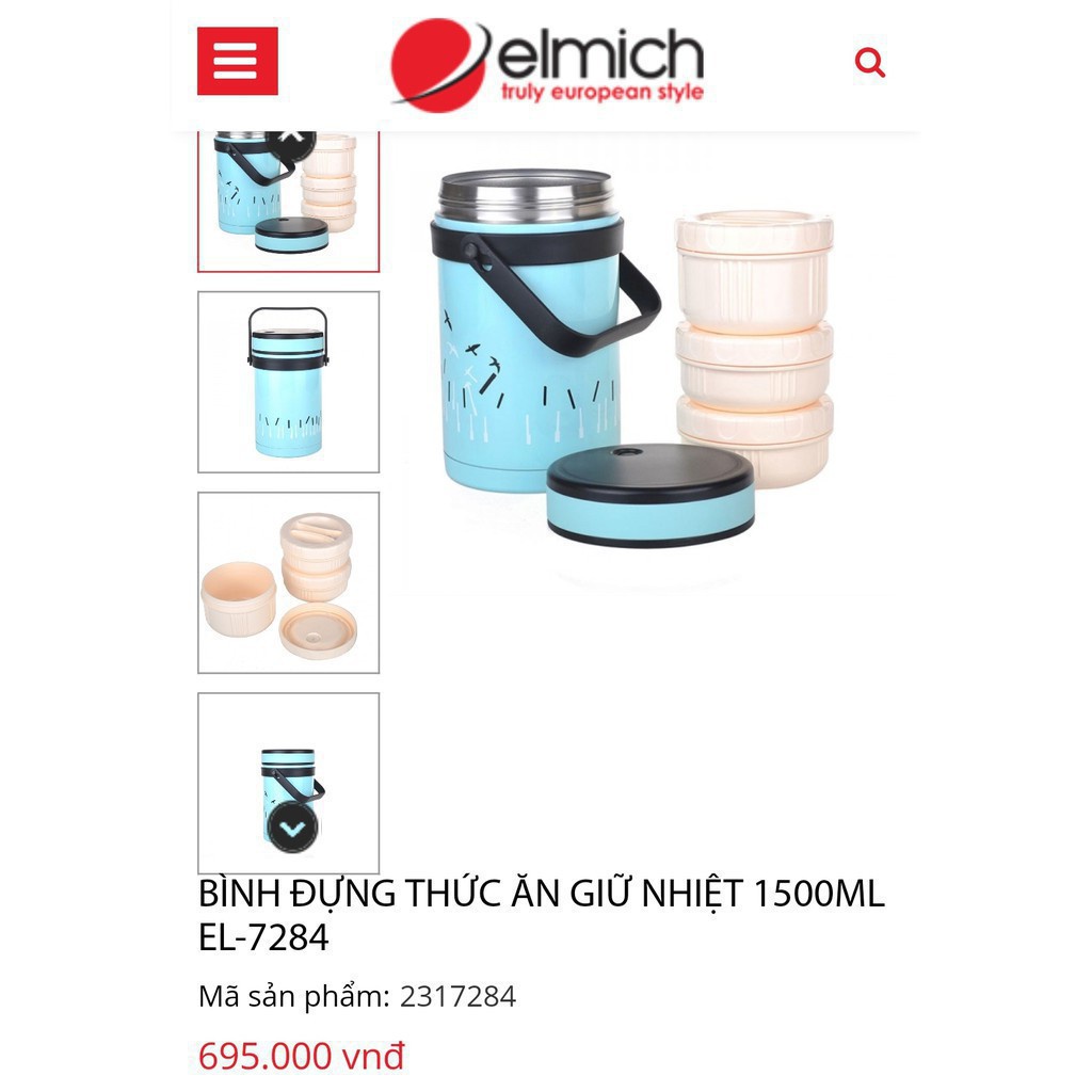 BÌNH ĐỰNG THỨC ĂN GIỮ NHIỆT ELMICH EL-7284 1500ML - yeu