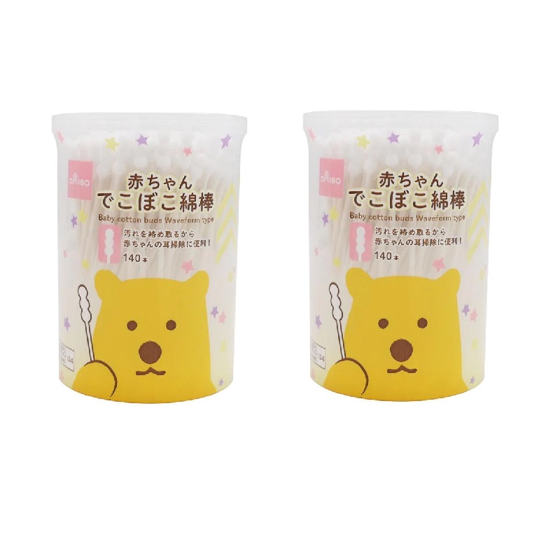 Daiso Tăm Bông Baby Cotton Budaiso Waveform Type 140 Pieces