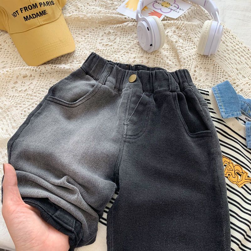 Quần Jean Dài Dáng Rộng Phong Cách Hàn Quốc Thời Trang Mùa Thu Cho Bé Trai