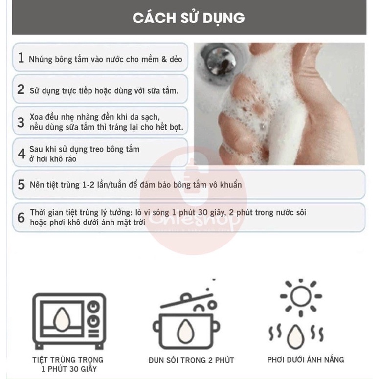 Bông tắm cho bé hữu cơ Meebee cao cấp siêu mềm mại